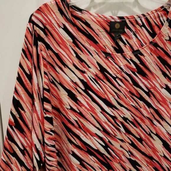 Bright Jacquard Blouse JM Collection Womens Plus Size 3X - Picture 8 of 11